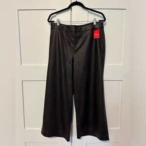 NWT black pleather culotte pull on pants, size XL